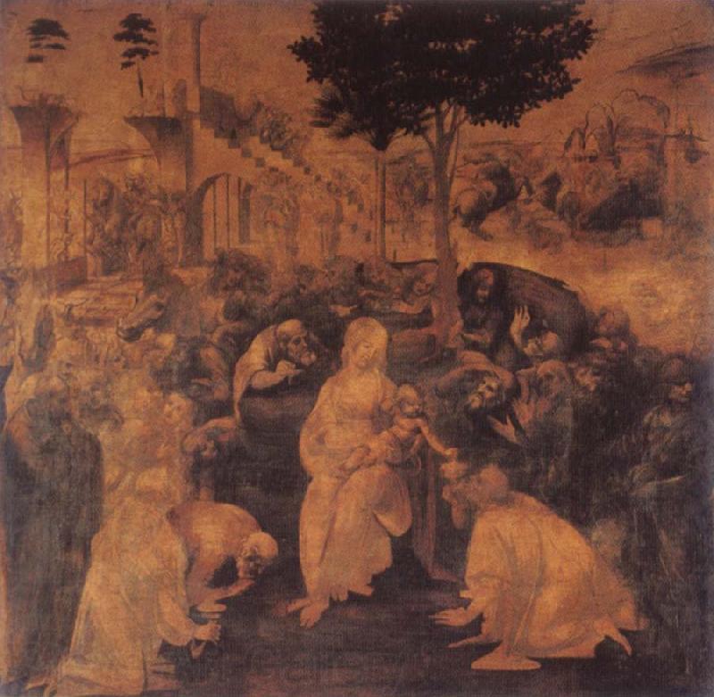  Leonardo  Da Vinci Adoration of the Magi Spain oil painting art